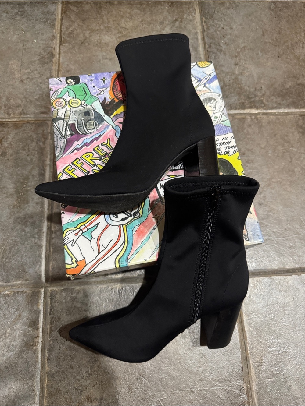 Jeffrey Campbell Black Stretch Pointed Toe Ankle Boots - Women